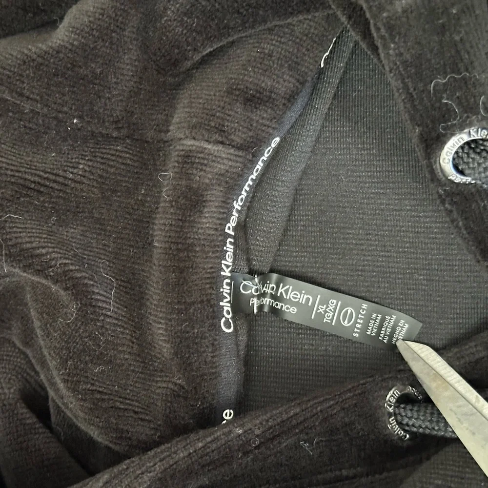 Calvin Klein Performance Women's Logo Elastic Long-Sleeve Pullover Velour Hoodie - Picture 2 of 6